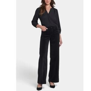 NYDJ Teresa Wide Leg Pants Black Corduroy Lift Tuck® Tech Size 8 NWT NEW